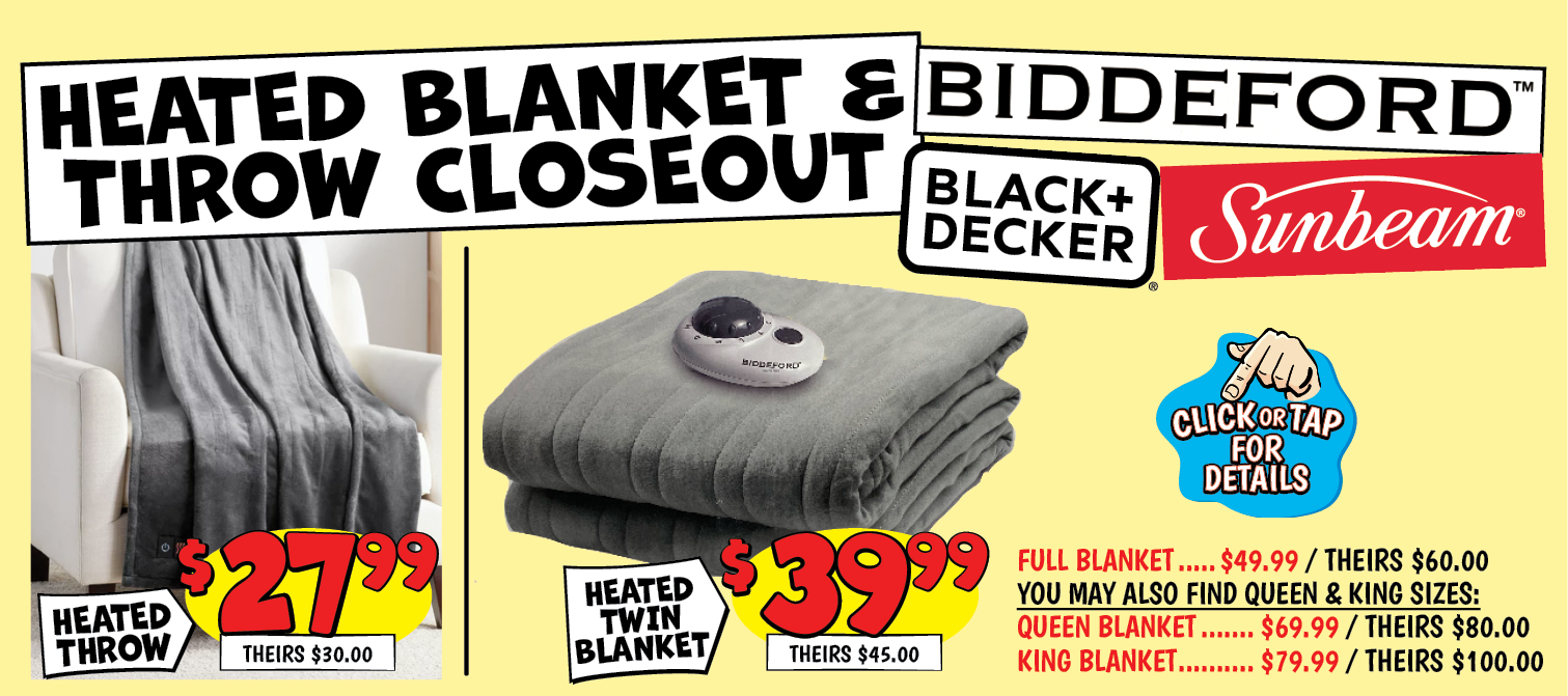 Heated Blanket and Throw Closeout