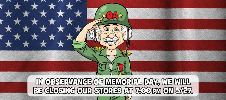 Ollie's will close at 7pm on 5/27/24