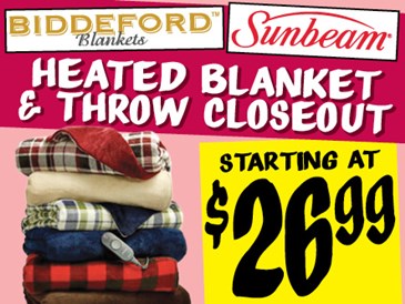 Sunbeam and Biddeford Heated Blanket and Throw Closeout