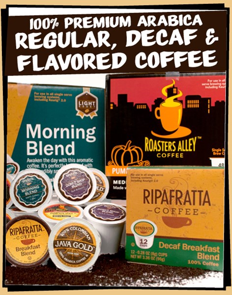 100% premium arabica regular, decaf & flavored coffee k-cups™